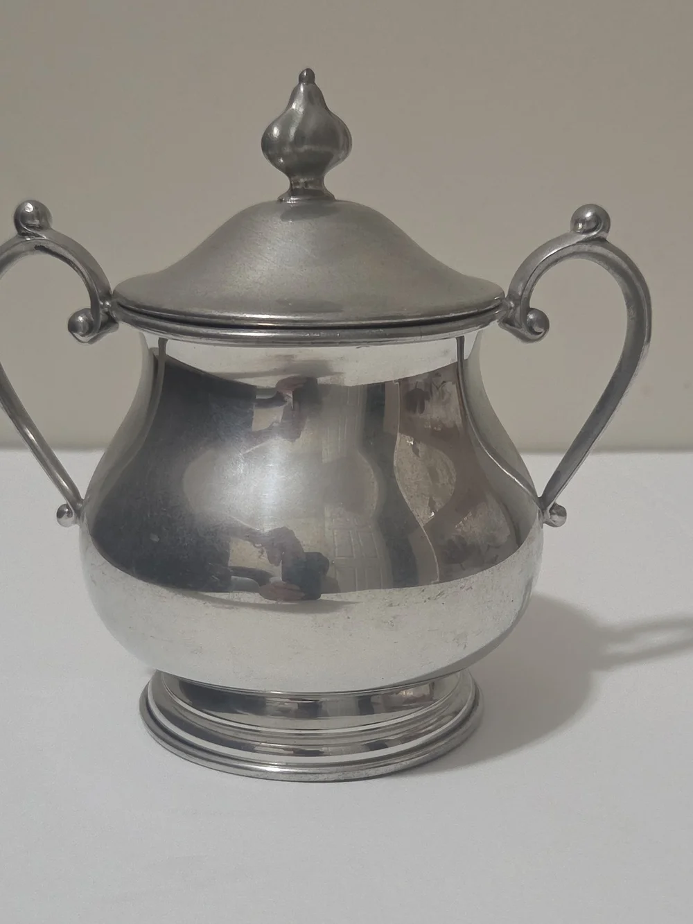 Classic Silver-Tone Covered Sugar Bowl with Handles